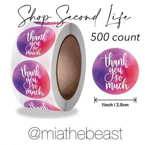 📦 3/$20 - LAST ONE! Roll of 500 1” Thank you so much stickers